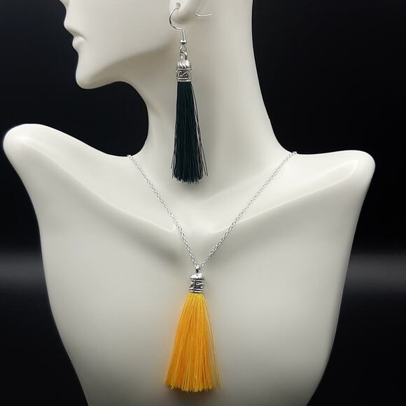 NWT 4 Pack Handmade Giadasio Fringe Silver Plated Dangle Earring Necklace Set - Picture 5 of 9